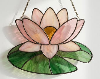 Water Lily Stained Glass Pattern PDF | Printable Sun Catcher Template | Digital Download