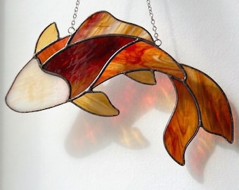 Koi Stained Glass Pattern PDF | DIY Fish Suncatcher Template