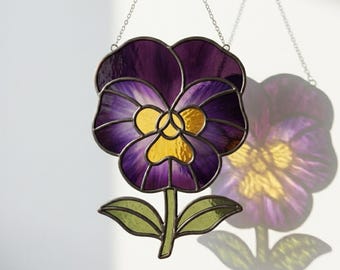 Pansy Stained Glass Pattern PDF | Printable Sun Catcher Template | Digital Download