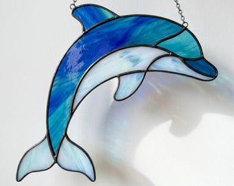 Dolphin Stained Glass Pattern PDF | Printable Sun Catcher Template | Digital Download