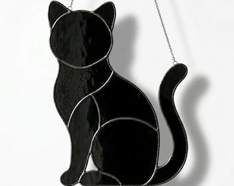 Black Cat Stained Glass Pattern PDF | Printable Sun Catcher Template | Digital Download