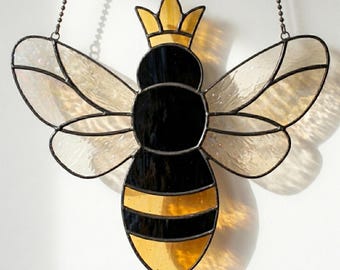 Queen Bee Stained Glass Pattern PDF | Printable Sun Catcher Template | Digital Download