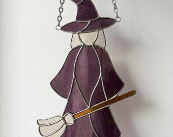 Witch Stained Glass Pattern PDF | Printable Sun Catcher Template | Digital Download
