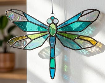 Easy Dragonfly Stained Glass Pattern | Sun Catcher PDF Template