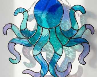 Octopus Stained Glass Pattern PDF | Printable Sun Catcher Template | Digital Download