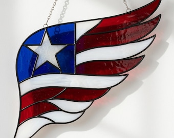 American Flag Stained Glass Pattern PDF | Printable Sun Catcher Template | Digital Download