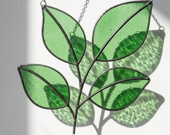Leaves Stained Glass Pattern PDF | Printable Sun Catcher Template | Digital Download