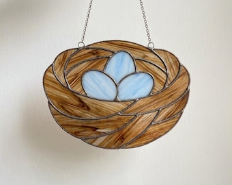Blaues Eier-Nest Glasmalerei-Muster PDF | Fenster Deko Sonnenfänger