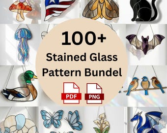 100+ Stained Glass Patterns Bundle | Suncatcher & Window Panel Designs | Digital PDF Download