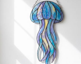 Einfach Quallen Glasmalerei-Muster | DIY Sun Catcher Druckbare Vorlage