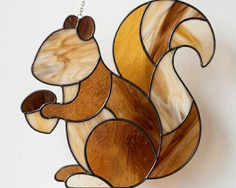 Squirrel Stained Glass Pattern PDF | Printable Sun Catcher Template | Digital Download
