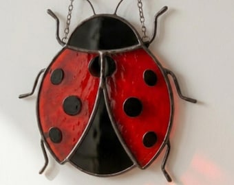 Ladybug Sun Catcher PDF Pattern | Easy Printable Stained Glass Design | DIY Art Download