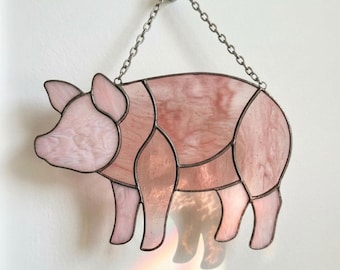 Pig Stained Glass Pattern PDF | Printable Sun Catcher Template | Digital Download