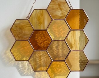 Honeycomb Stained Glass Pattern PDF | Printable Sun Catcher Template | Digital Download