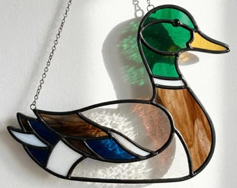 Easy Mallard Duck Stained Glass Pattern | DIY Sun Catcher Printable Design