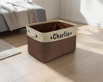Custom Dog Toy Basket, Personalized Pet Storage Bin, Dog Toy Organizer with Name, Custom Pet Basket, Dog Gift, Puppy Storage, Pet Toy Box