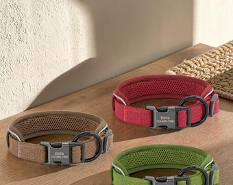 Reflective Dog Collar, Personalised Name Number Collar, Custom Mesh Pet ID Collar, Safety Dog Collar, Lost Dog Gift