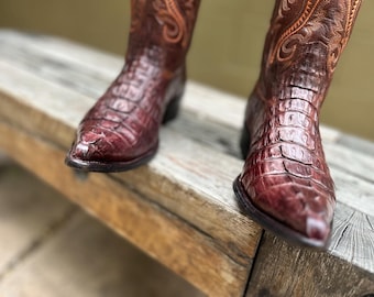 Montana Gorgeous Elegant Bronze Crocdile Tail Snip Toe Size 7.5 D