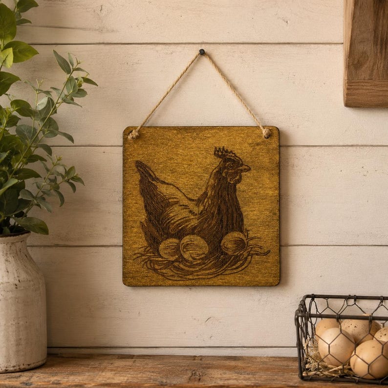 Chicken Sign - Engraved and Stained - Etsy