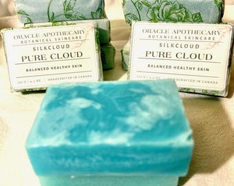 Pure Cloud Bar – 120g Goat Milk Soap | Fresh Linen Scent | Soft Blue Tint | Clean Handmade Soap Bar | Oracle Apothecary