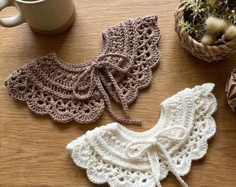 Patrón de cuello de encaje a crochet – Lindo cuello vintage a crochet en PDF, cuello Peter Pan desmontable, accesorio para el cuello hecho a mano