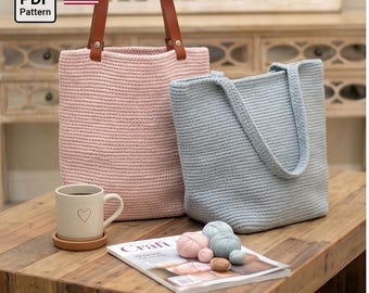 Crochet Tote Bag Pattern PDF, Boho Beach Handbag, Summer Purse (Instant Download)