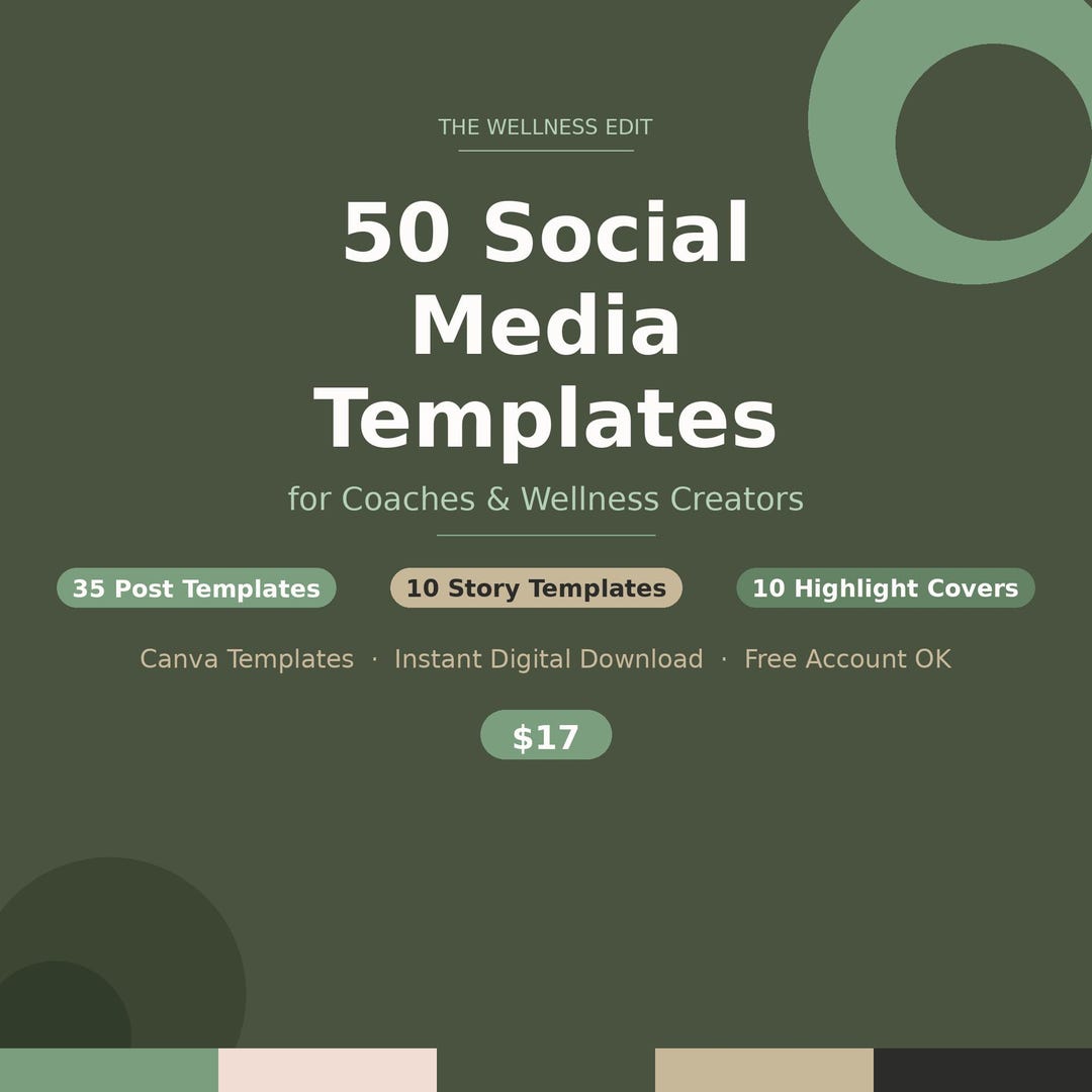 Wellness Coach Social Media Templates | Canva Instagram Posts, Stories ...