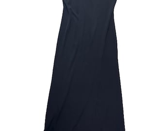 Banana Republic Black Maxi Dress M Short sleeve Boat Neck Semi Sheer Stretch