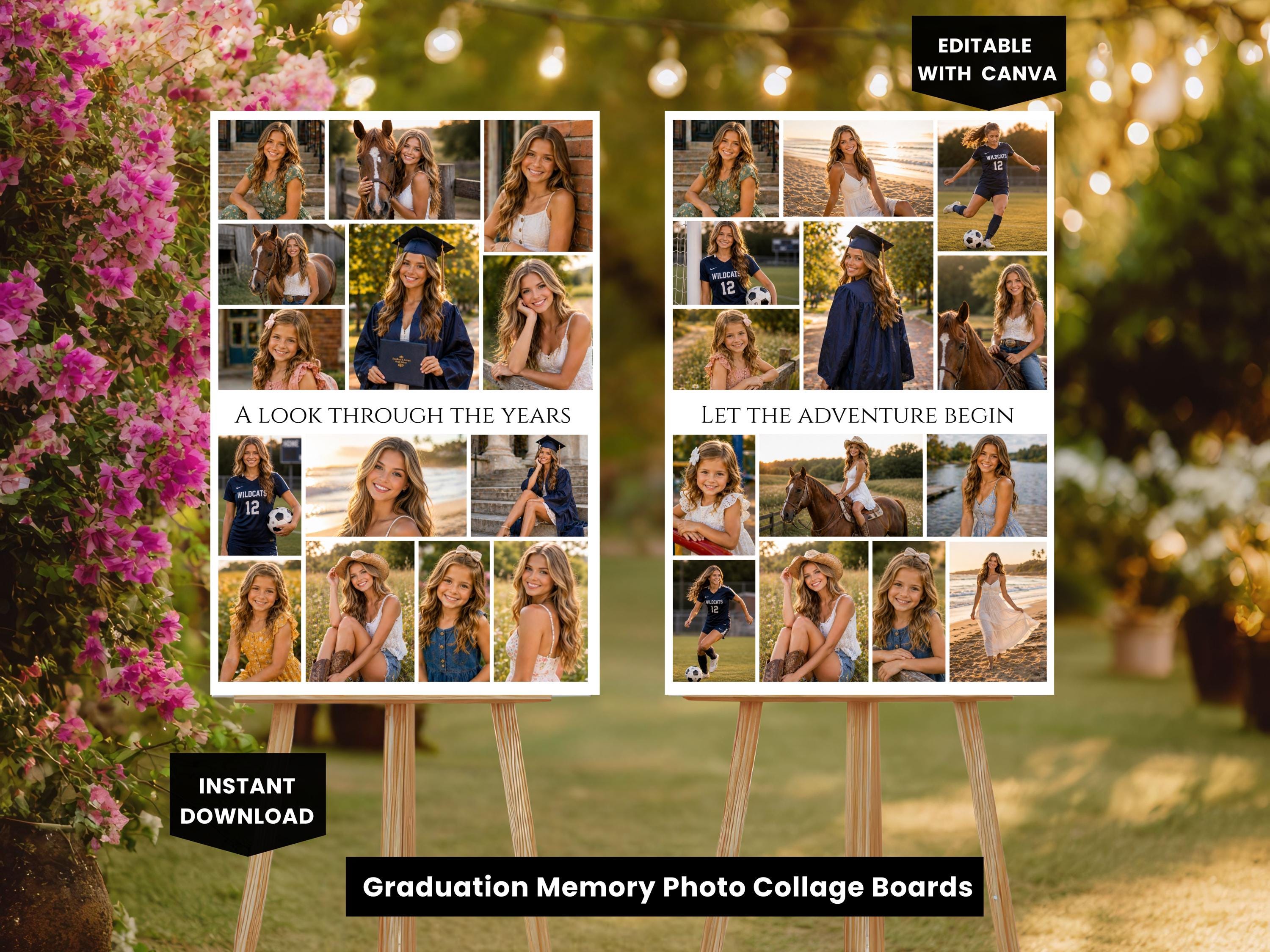 Photo Board Grad Graduation Photo Display Board Canva Template, Senior Photo Memory ...