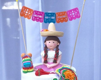 Custom Papel Picado Cake Topper - Cardstock - Hand Cut - Fiesta Decor/Wedding Cake/Custom Logo/Custom Banner