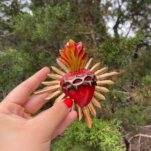 Sacred Heart w/Rays - Sagrado Corazon/ Hecho en Mexico / Artisan Made / Handmade with Love / Hecho con Amor / Folk art