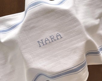 Custom Cross-Stitch Sourdough Tea Towel | Personalized 100% Cotton Embroidered Kitchen Towel