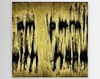 Abstract Art Print: Distressed Gold and Black Texture, Canvas Wall Art