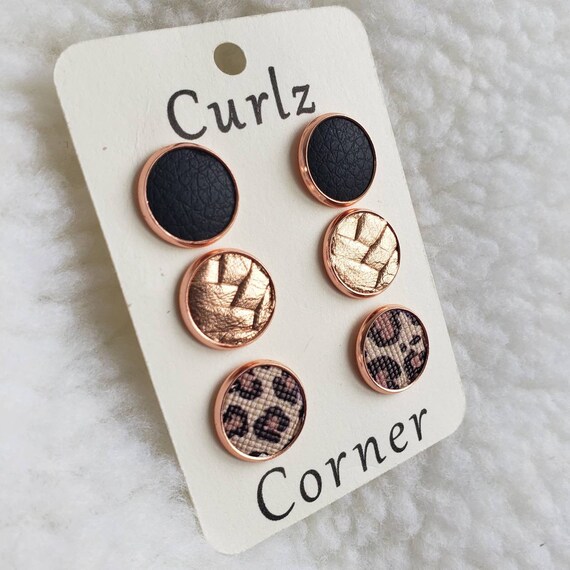 Faux leather stud earrings Etsy