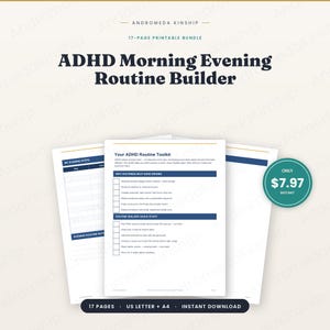 Utskrivbar morgon- och kvällsrutinbyggare för ADHD | Visuell rutinplanerare för vanor, tidsblindhet, PDF, neurodivergent