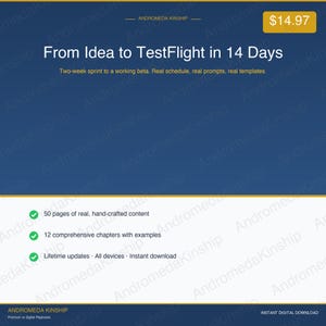Van idee naar testvlucht in 14 dagen | iOS App Sprint Playbook PDF | AI-ondersteunde mobiele ontwikkeling