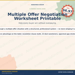 Multiple Offer Negotiation Worksheet Printable | Real Estate Agent Bidding War Form | Buyer Strategy Sheet