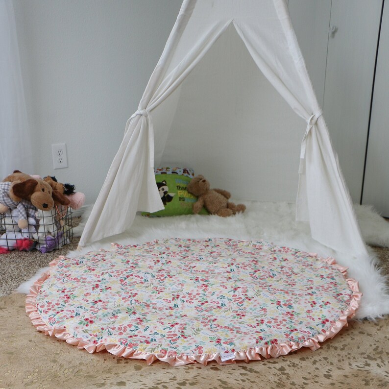 Floral Tummy Time Mat Round Baby Play Mat Custom Playmat Etsy