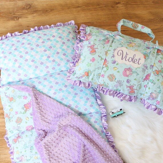 Mermaid Nap Mat Roll Up With Pillow And Blanket Preschool Etsy