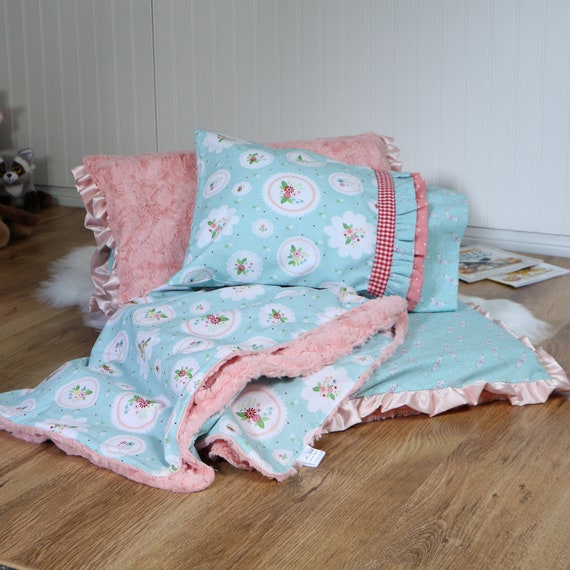 Mint Floral Ruffle Nap Mat Cover For Kindermat Blanket And Etsy