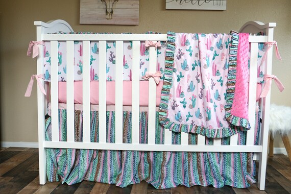 baby girl cactus crib bedding