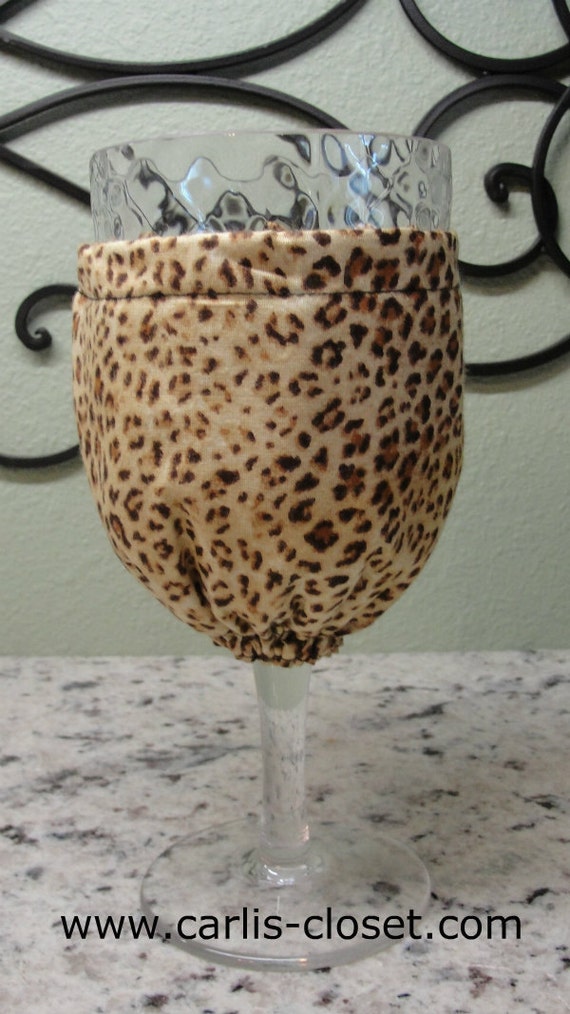 Items similar to Leopard Wine Glass Koozie Cozy on Etsy
