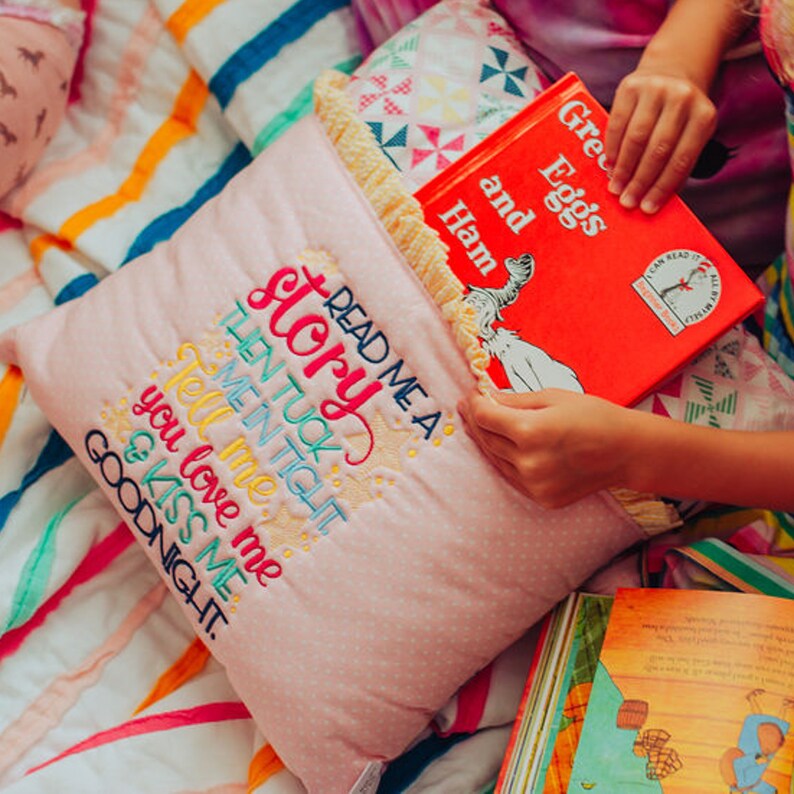 Kids Reading Pillow Book Lover Pillow Storybook Pillow Etsy