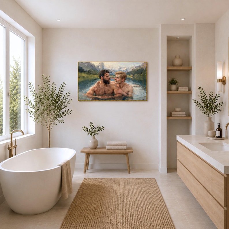 gay-couple-oil-painting-print-lgbtq-wall-art-romantic-lake-scene