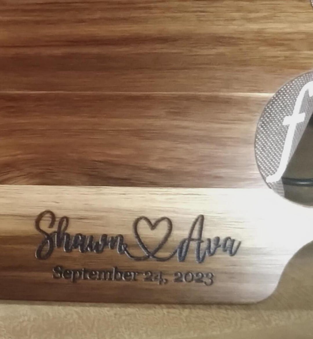 Personalized Acacia Wood Cutting Board, Custom Engraved Serving Board ...