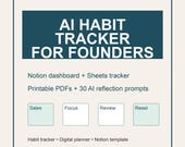 Habit Tracker for Founders Digital Planner Notion Dashboard AI Reflection Prompts