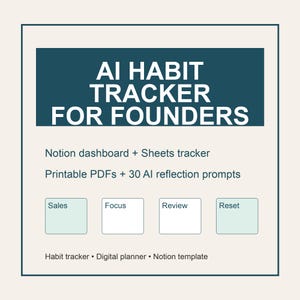 Habit Tracker for Founders Digital Planner Notion Dashboard AI Reflection Prompts