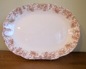 John Maddock and Sons Royal Vitreous Rococo Serving Platter Brown Transferware