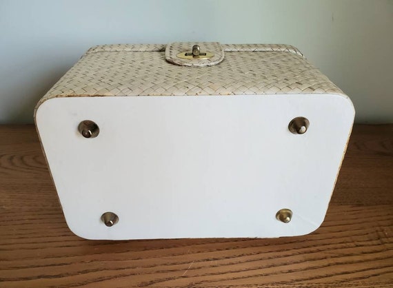 Vintage Basket Box Straw Purse Tote, Makeup Bag - image 4