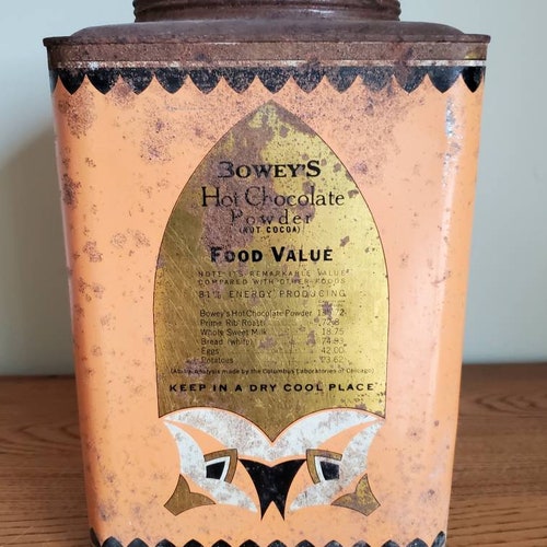 Bowey's Hot Chocolate shops Powder Tin Vintage Farmhouse Decor